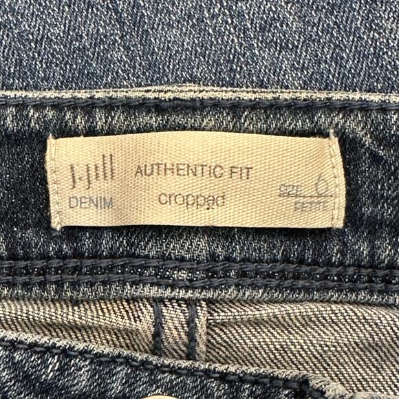 J.Jill‎ Women’s Authentic Fit Cropped Embroidered Denim Jeans Blue Size 6P - Picture 6 of 13